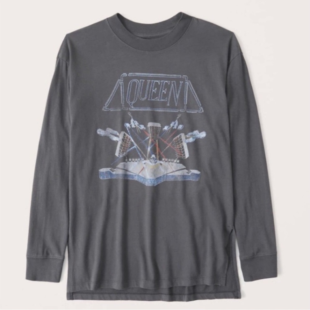 Abercrombie Queen Graphic Long Sleeve Shirt - Gray medium